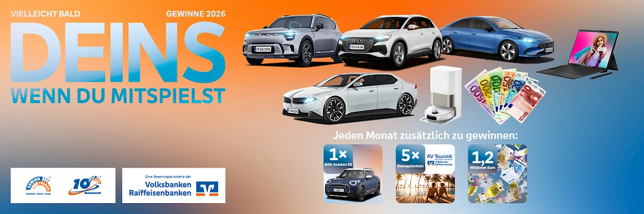 Der Gewinnplan 2025 sieht viele attraktive Geld- und Sachgewinne wie Autos, Reisegutscheine und Technik vor, welche es in den Monats-, Zusatz und Sonderverlosungen zu gewinnen gibt.